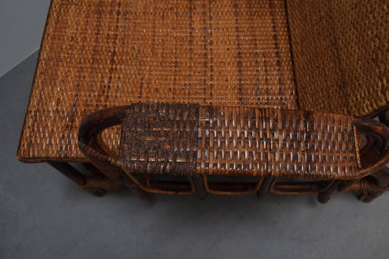 Image 1 of Zeldzame vintage Bauhaus rotan & bamboe stoel met Ottoman van Erich Dieckmann, 1930
