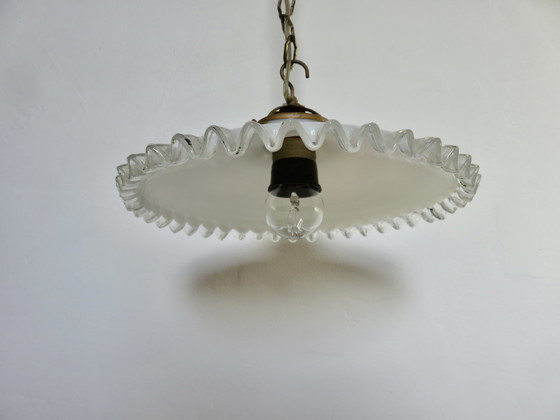 Image 1 of Art Deco Gekarteld Glazen Hanglamp, Frankrijk, jaren 1930