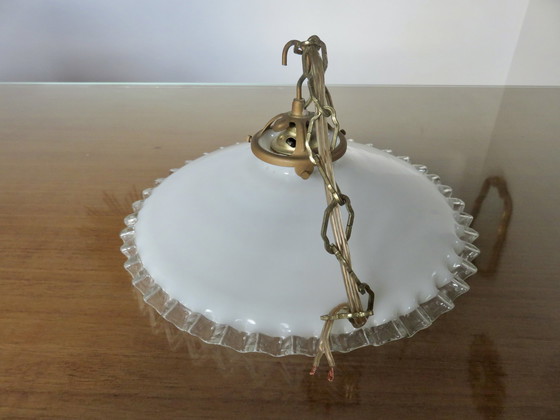 Image 1 of Art Deco Gekarteld Glazen Hanglamp, Frankrijk, jaren 1930