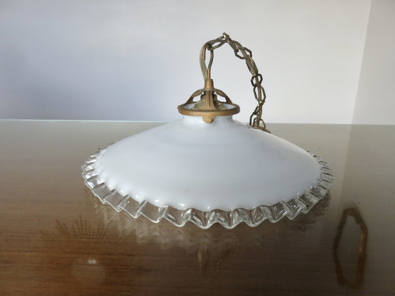 Image 1 of Art Deco Gekarteld Glazen Hanglamp, Frankrijk, jaren 1930