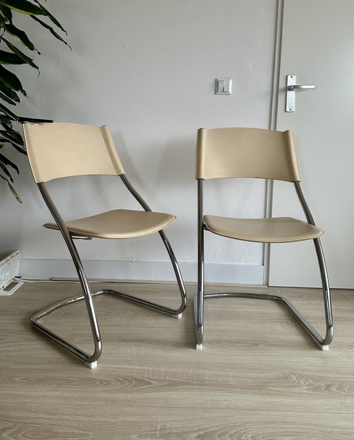 2X Effezeta Italy Buisframe Eetkamerstoelen