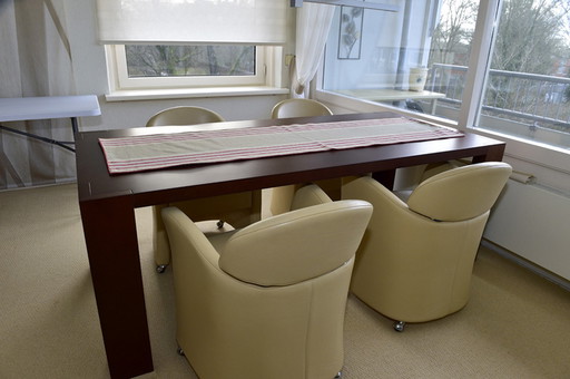 4 Frighetto leren eetkamerstoelen op wielen en verstelbare rugleuning