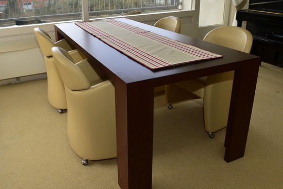 Image 1 of 4 Frighetto leren eetkamerstoelen op wielen en verstelbare rugleuning