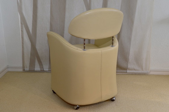 Image 1 of 4 Frighetto leren eetkamerstoelen op wielen en verstelbare rugleuning