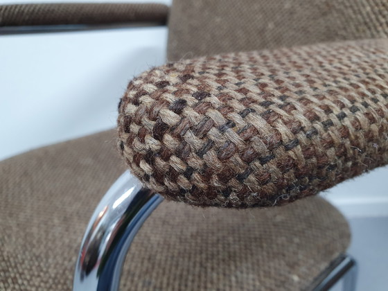 Image 1 of 4x Vintage wollen eetkamerstoelen