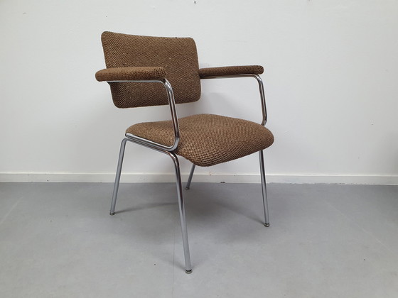 Image 1 of 4x Vintage wollen eetkamerstoelen