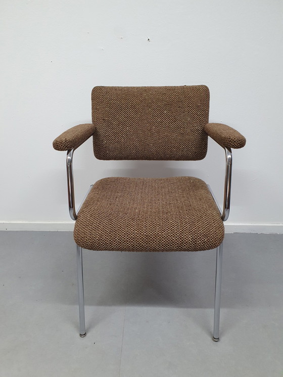 Image 1 of 4x Vintage wollen eetkamerstoelen