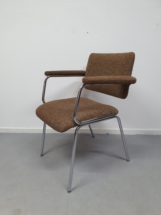 Image 1 of 4x Vintage wollen eetkamerstoelen