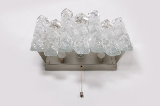 Image 1 of Kristallen ijsglas wandlamp ontwerp van J. T. Kalmar 1960