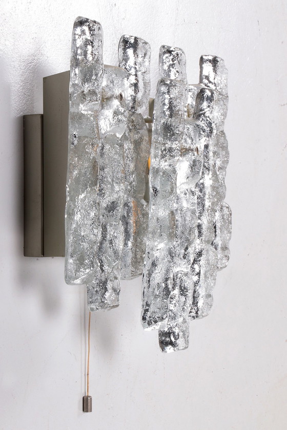 Image 1 of Kristallen ijsglas wandlamp ontwerp van J. T. Kalmar 1960