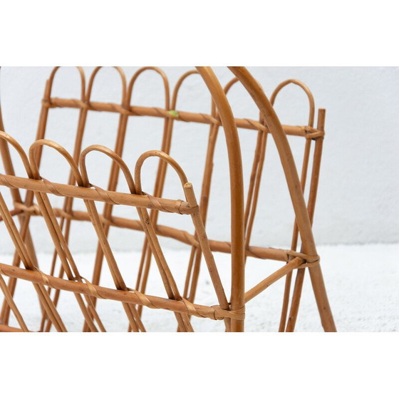 Image 1 of Mid century rotan tijdschriftenrek van Jan Kalous voor Úluv, Tsjecho-Slowakije 1960