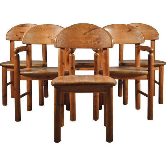 Image 1 of Set van 6 vintage massief grenen eetkamerstoelen van Rainer Daumiller, jaren 1970