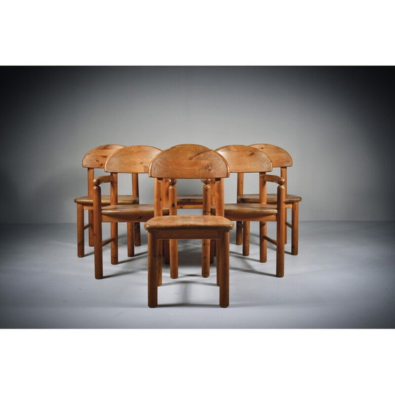 Image 1 of Set van 6 vintage massief grenen eetkamerstoelen van Rainer Daumiller, jaren 1970