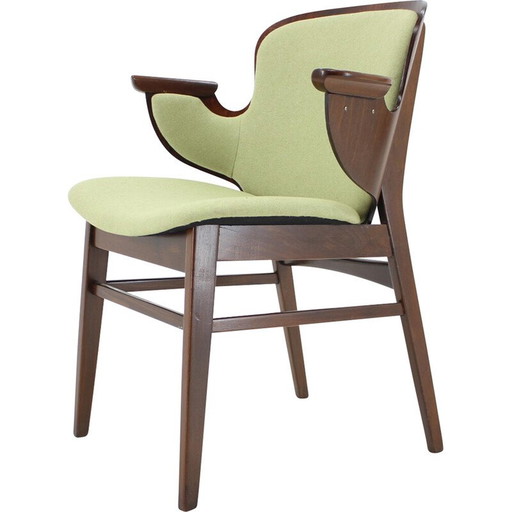 Vintage beuken schaal fauteuil van Hans Olsen voor Bramin Mobler, Denemarken 1950