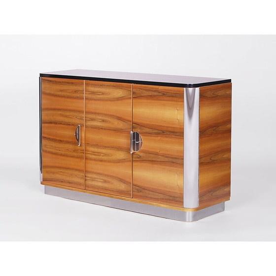 Image 1 of Vintage Tsjechisch Art Deco highboard in walnootfineer voor Tschechisches Wohndesign Manufaktur, 1920-1930