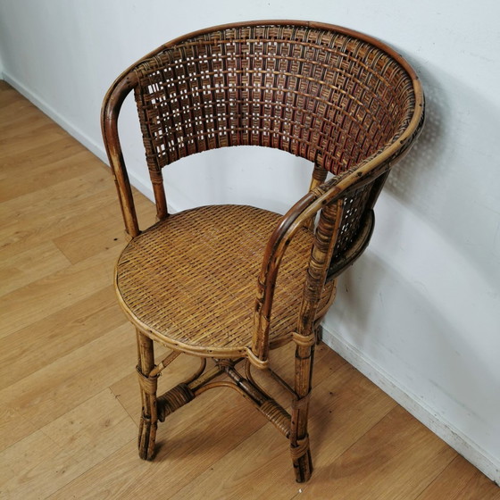 Image 1 of Vintage Mid Century Bamboe Fauteuil, Rattan Stoel