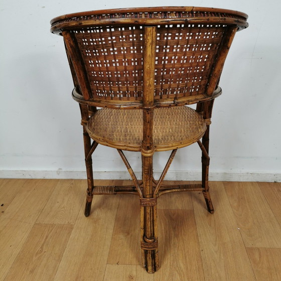 Image 1 of Vintage Mid Century Bamboe Fauteuil, Rattan Stoel