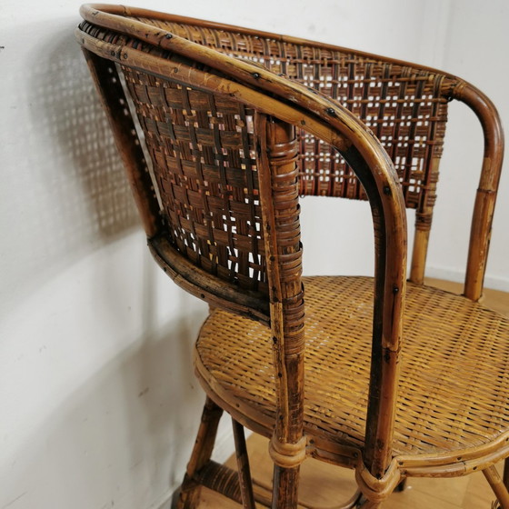 Image 1 of Vintage Mid Century Bamboe Fauteuil, Rattan Stoel