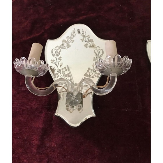 Image 1 of Paar vintage wandlampen met bloemen en gebladerte, Italië 1950