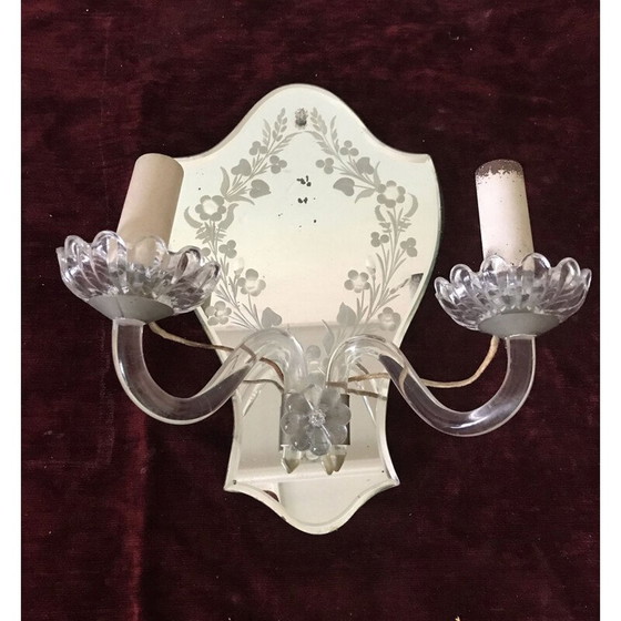 Image 1 of Paar vintage wandlampen met bloemen en gebladerte, Italië 1950