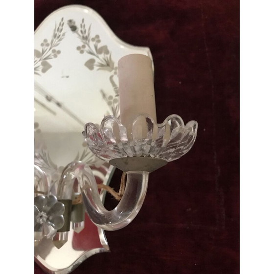 Image 1 of Paar vintage wandlampen met bloemen en gebladerte, Italië 1950