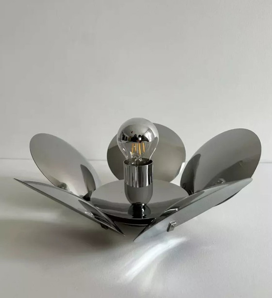 Image 1 of Vintage Verchroomd Metalen Wandlamp Frankrijk 1970