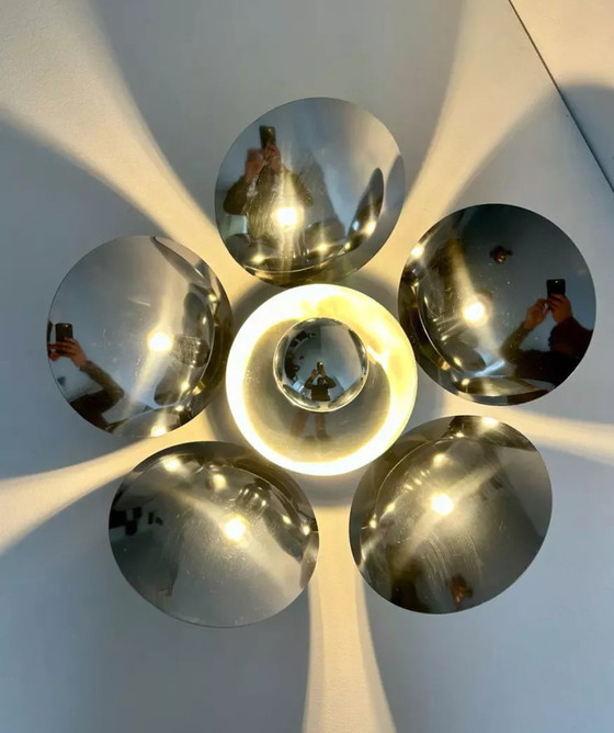 Image 1 of Vintage Verchroomd Metalen Wandlamp Frankrijk 1970