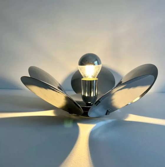 Image 1 of Vintage Verchroomd Metalen Wandlamp Frankrijk 1970