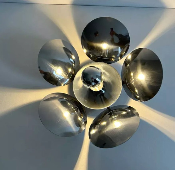 Image 1 of Vintage Verchroomd Metalen Wandlamp Frankrijk 1970