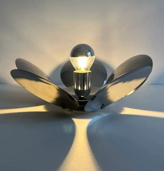 Image 1 of Vintage Verchroomd Metalen Wandlamp Frankrijk 1970