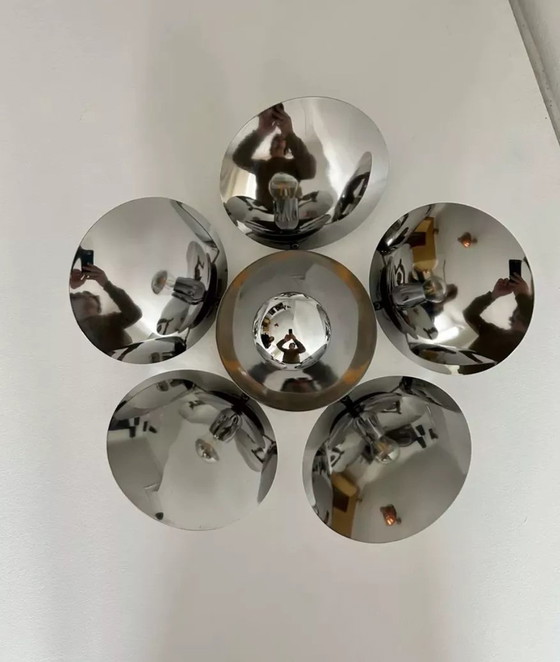 Image 1 of Vintage Verchroomd Metalen Wandlamp Frankrijk 1970