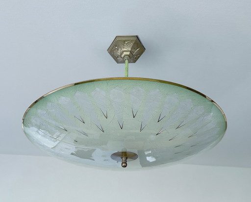 Zeer grote Art Deco Glazen Hanglamp