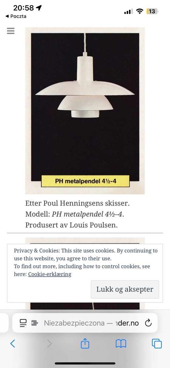 Image 1 of Vintage Deense Hanglamp Ph 4 1/2-4 Door Poul Henningsen Voor Louis Poulsen, 1960S