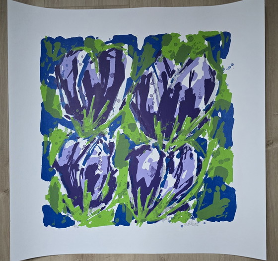 Image 1 of Ad van Hassel - Paarse Tulpen