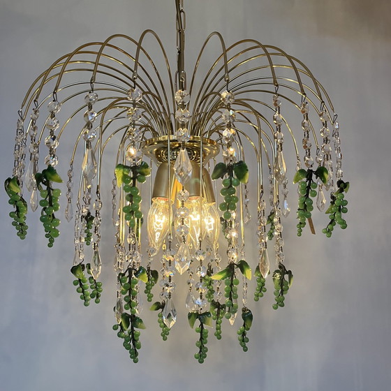 Image 1 of Groene Druiven vintage teardrop hanglamp kristal kroonluchter 