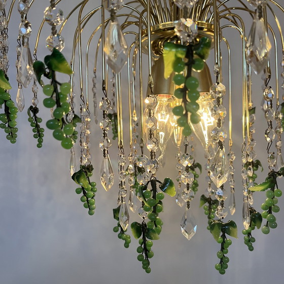 Image 1 of Groene Druiven vintage teardrop hanglamp kristal kroonluchter 