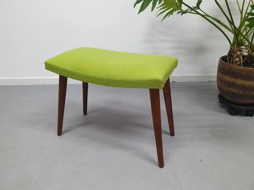 Jaren 60 Voetenbank. Vintage Mid-Century Kruk.