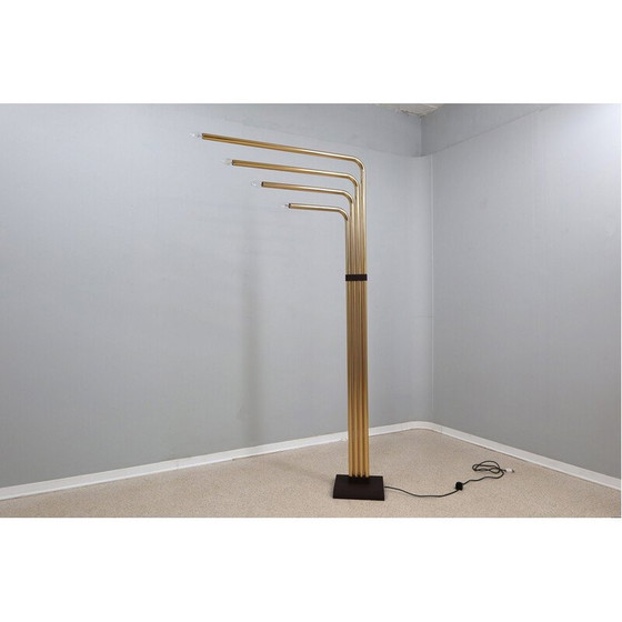 Image 1 of Vintage gelede messing vloerlamp door Goffredo Reggiani, Italië 1970