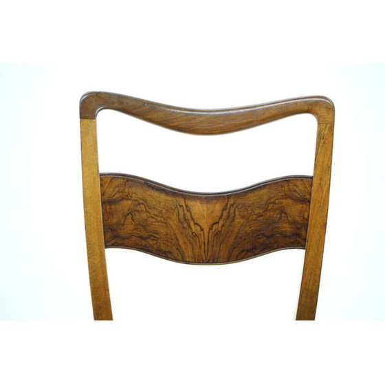 Image 1 of Set van 4 Art Deco vintage houten en groen fluwelen eetkamerstoelen, Tsjecho-Slowakije jaren 1930