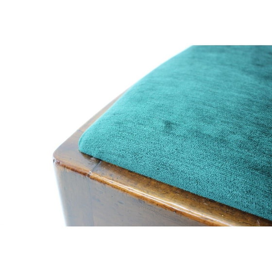 Image 1 of Set van 4 Art Deco vintage houten en groen fluwelen eetkamerstoelen, Tsjecho-Slowakije jaren 1930