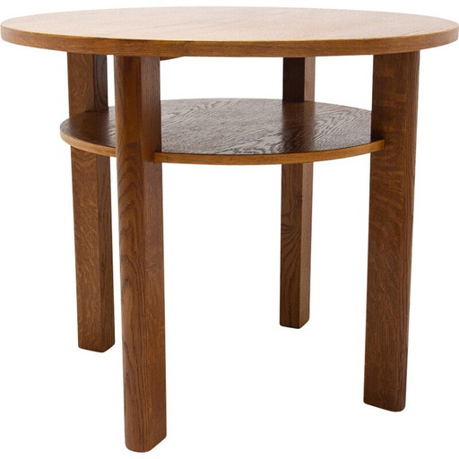 Vintage eikenhouten salontafel, Tsjecho-Slowakije 1950