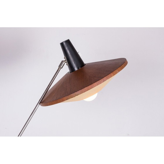 Image 1 of Vintage vloerlamp van staal en teakhout door Georges Frydman, Frankrijk 1960