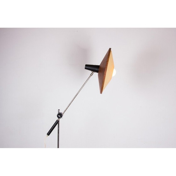 Image 1 of Vintage vloerlamp van staal en teakhout door Georges Frydman, Frankrijk 1960