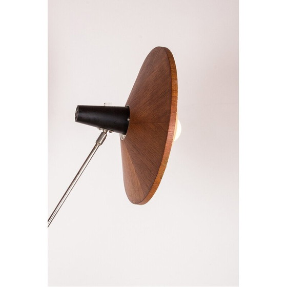 Image 1 of Vintage vloerlamp van staal en teakhout door Georges Frydman, Frankrijk 1960