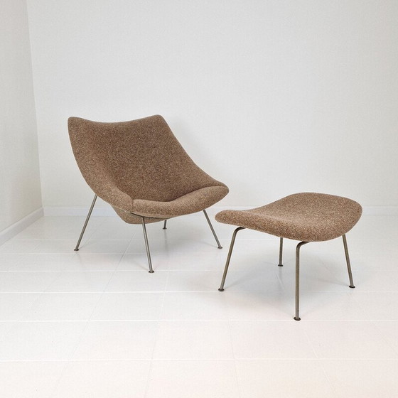 Image 1 of Vintage Oyster fauteuil met voetenbankje van Pierre Paulin voor Artifort, jaren 1960