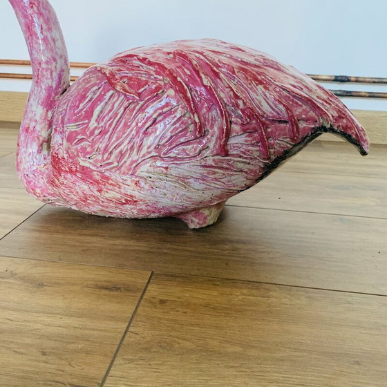 Image 1 of Vintage roze flamingo van keramiek