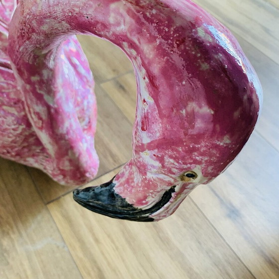 Image 1 of Vintage roze flamingo van keramiek