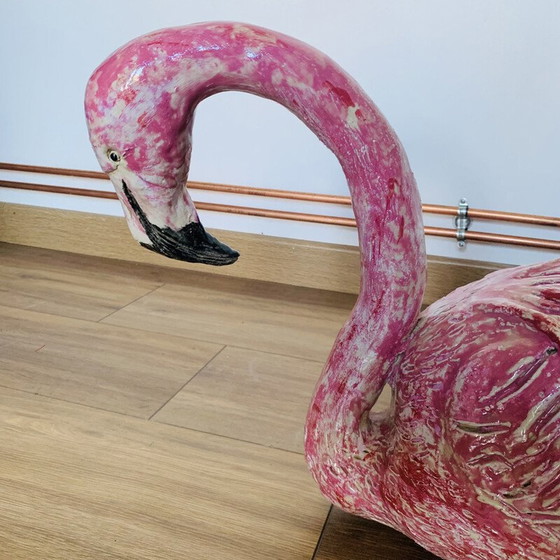 Image 1 of Vintage roze flamingo van keramiek