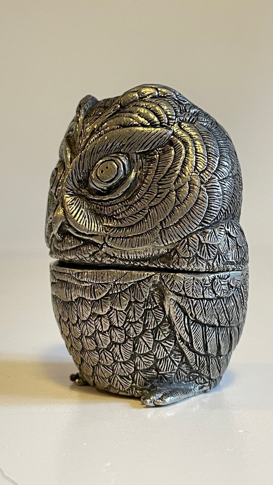 Image 1 of Boite Xviiième Forme Hibou Etain Par Etienne Sergent Frankrijk