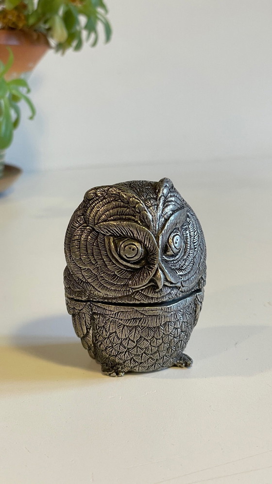 Image 1 of Boite Xviiième Forme Hibou Etain Par Etienne Sergent Frankrijk